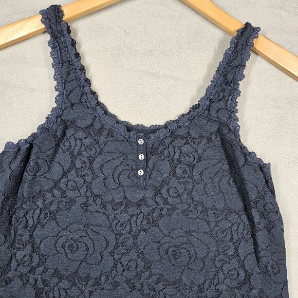 Abercrombie & Fitch Womens Tank Top Sz S Blue Sleeveless Lace Layered Floral Y2K - Picture 2 of 15